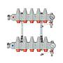 Plastic manifold with shut off valves and thermostatic valves
